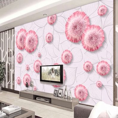 Fototapete Rosa Blumen 3D Effekt Wandtapete Wohnzimmer Schlafzimmer Vlies 4989