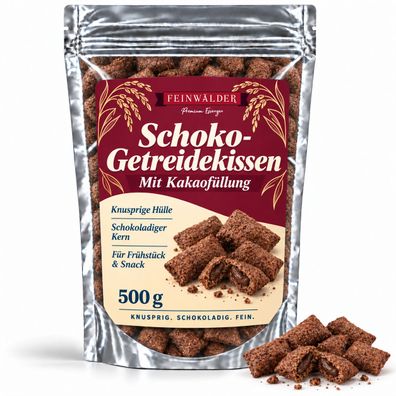 Feinwälder® Schoko-Getreidekissen mit Kakaofüllung 500 g Zip-Beutel, Cerealien