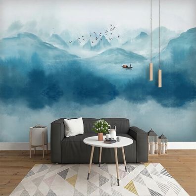 Wandbild Landschaft Berge See Wasserfall Natur Fototapete Wohnzimmer 4999
