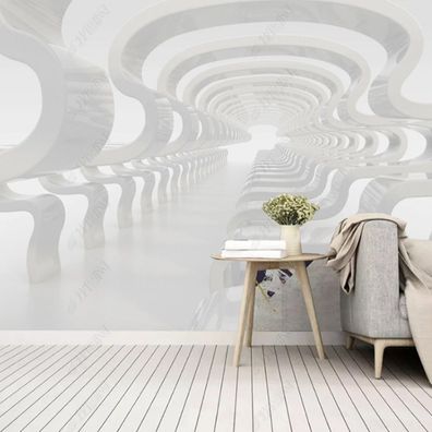 3D Tapete Futuristischer Tunnel Abstrakt Weiß Modern Wandbild Vliestapete 10918