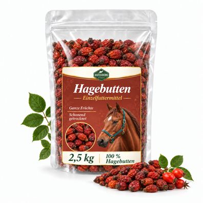 Martenbrown® Getrocknete Hagebutten 2,5kg für Pferde, ganz - Vitamine für Pferd