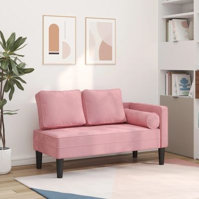 vidaXL Chaiselongue mit Kissen Rosa Samt