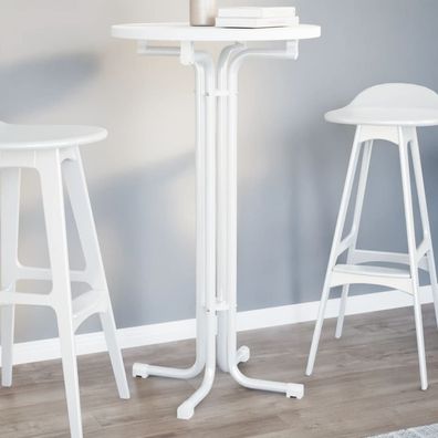vidaXL Bartisch Weiß Ø60x110 cm Holzwerkstoff und Stahl