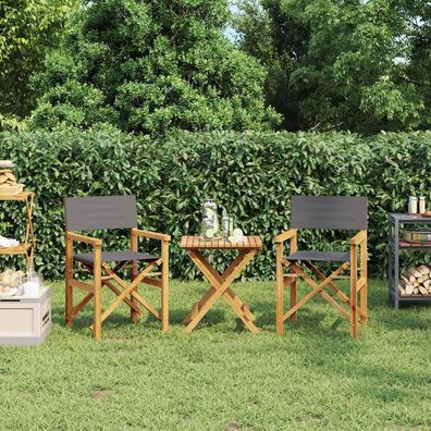 vidaXL Regiestühle 2 Stk. Klappbar Grau Massivholz Teak