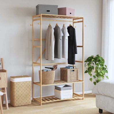 vidaXL Kleiderständer mit Ablagen 110x40x175 cm Bambus