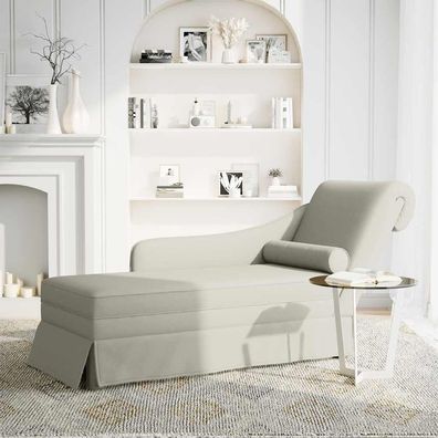 vidaXL Chaiselongue mit Nackenrolle und Rechter Armlehne Creme Samt