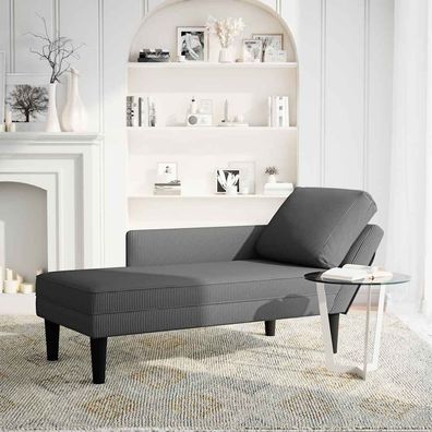 vidaXL Chaiselongue mit Kissen Dunkelgrau Cordstoff