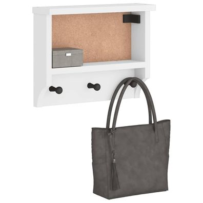 vidaXL Wandgarderobe Sandnes Weiß 45x12x35 cm Massivholz Kiefer