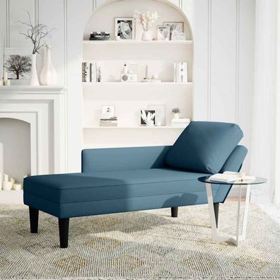 vidaXL Chaiselongue mit Kissen und Rechter Armlehne Blau Samt