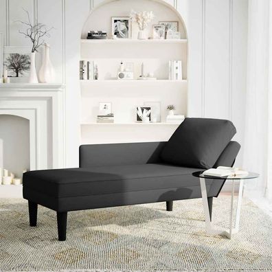 vidaXL Chaiselongue mit Kissen und Rechter Armlehne Schwarz Samt