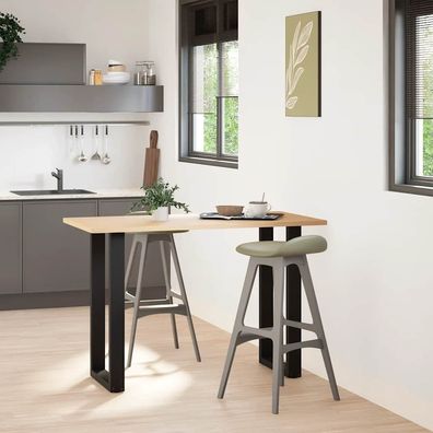 vidaXL Bartischbeine U-Form 2 Stk. Schwarz 50x(90-91) cm Stahl