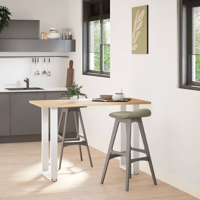 vidaXL Bartischbeine U-Form 2 Stk. Weiß 50x(90-91) cm Stahl