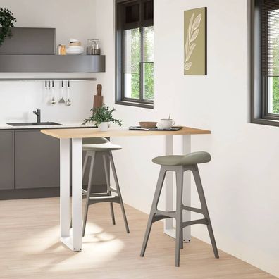vidaXL Bartischbeine U-Form 2 Stk. Weiß 50x(100-101) cm Stahl