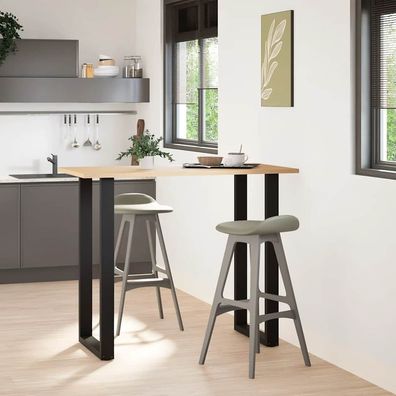 vidaXL Bartischbeine U-Form 2 Stk. Schwarz 60x(110-111) cm Stahl
