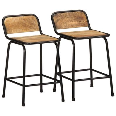 vidaXL Barhocker 2 Stk. 46x35,5x70 cm Raues Mango Massivholz