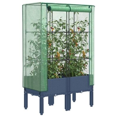 vidaXL Hochbeet mit Gewächshaus-Aufsatz Rattan-Optik 80x40x140 cm