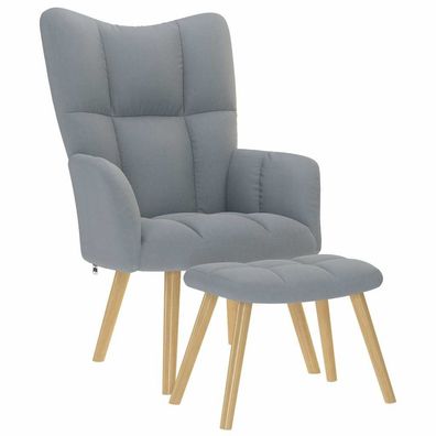 vidaXL Relaxsessel mit Hocker Hellgrau Stoff