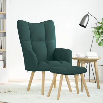 vidaXL Relaxsessel mit Hocker Dunkelgrün Stoff