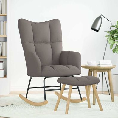 vidaXL Schaukelstuhl mit Fußhocker Taupe Stoff