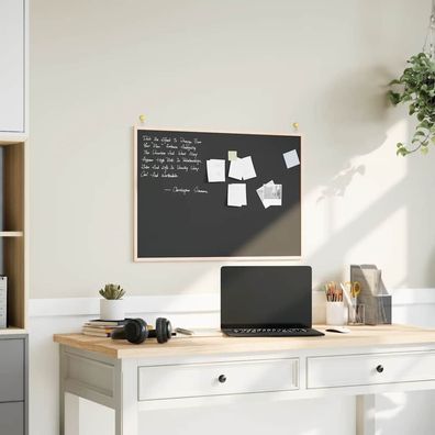 vidaXL Kreidetafel mit Rahmen aus massivem Kiefernholz Schwarz 80 x 55 cm