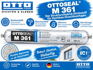 Ottoseal M361 580 ml Hybrid Polymer Dichtstoff RAL 9016 RAL Montage Fassade Beton