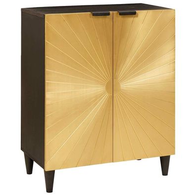 vidaXL Sideboard Schwarz und Gold 60 x 33 x 75 cm Massivholz Mango