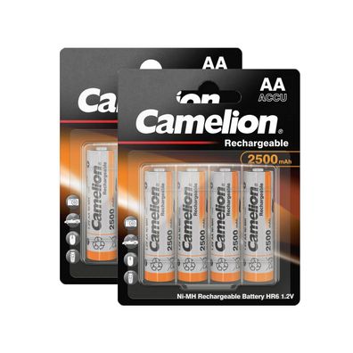 8x Camelion Akku Accu HR6 AA Mignon 2500mAh 1,2V inkl. Box