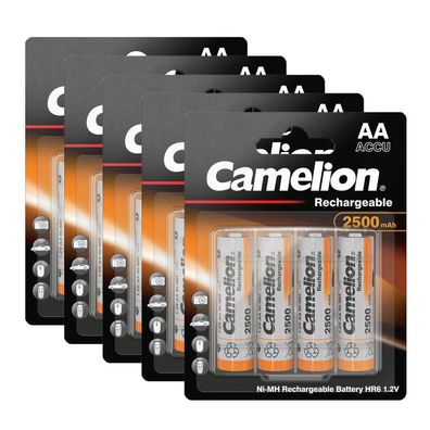 20x Camelion Akku Accu HR6 AA Mignon 2500mAh 1,2V inkl. Box