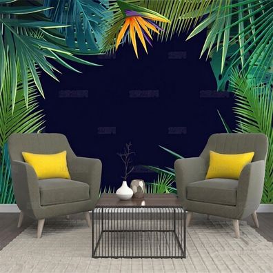 Fototapete 3D Dschungel Palmen Paradies Vögel Tropisch Wandbild Wohnzimmer 10926
