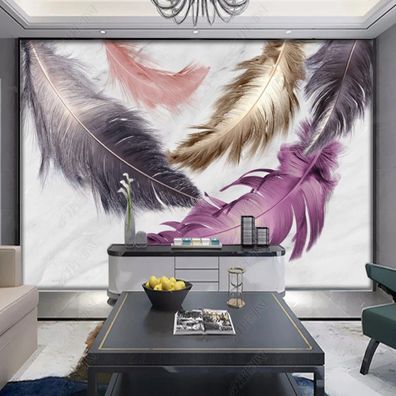 Fototapete Federn 3D Bunt Elegant Wohnzimmer Wandbild Modern Luxus XXL 10928