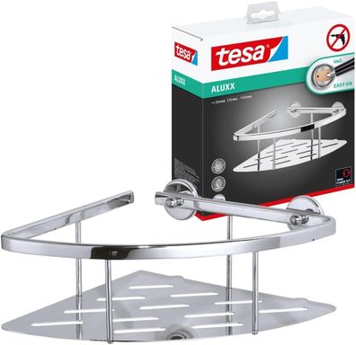 tesa ALUXX Eckablage für die Dusche, Aluminium, verchromt, rostfrei, inkl. Klebelösun