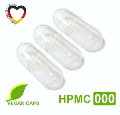 Leerkapseln • HPMC transparent leere Kapseln • vegan pflanzlich Größe 000