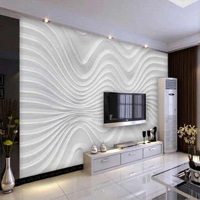 Fototapete 3D Wellen Weiß Modern Wohnzimmer Wandbild Luxus XXL 10934