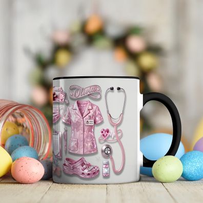 Personalized Nurse Life 3D Embossed Tasse mit Namen für Krankenschwester, Weihnachten