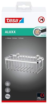 tesa ALUXX Duschkorb Gr. M (NICHT BOHREN, Aluminium, verchromt, rostfrei, inkl. Klebe