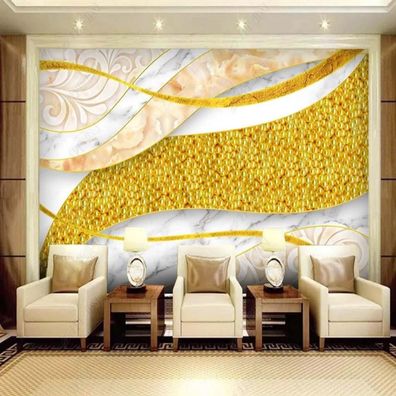Fototapete Marmor Gold 3D Luxus Wandbild Wohnzimmer Modern XXL Elegant 10943