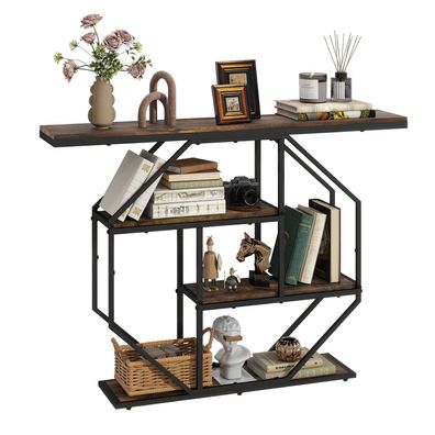 Schmaler Konsolentisch 105x30x85cm 4 Ebenen bis 80kg Metallgestell