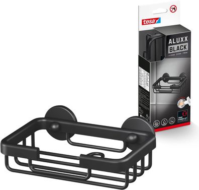 tesa ALUXX BLACK Seifenkorb mattschwarz für Dusche und Badewanne