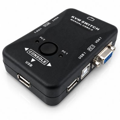 D42C KVM Switch Box 2 Port USB 2.0 VGA PS2 für 2 Computer Tastatur Maus Monitor