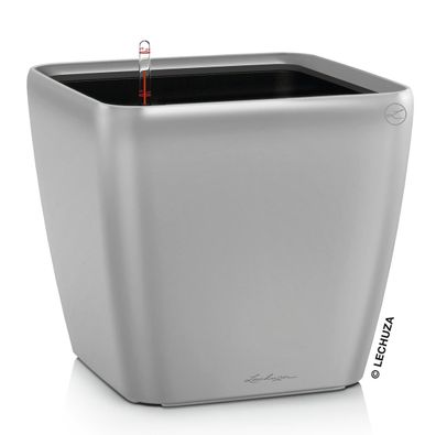 LECHUZA® Pflanzgefäße QUADRO LS 28 Silber metallic All-in-One