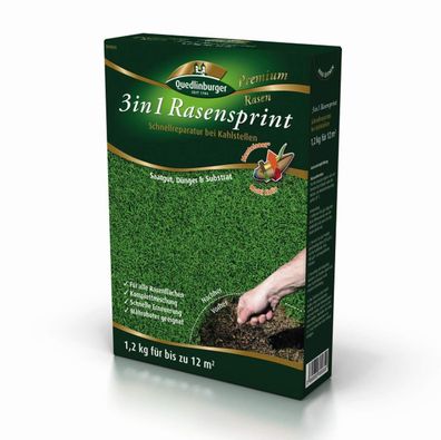 Quedlinburger 3in1 Rasensprint Mantelsaat 1,2 kg- Rasensamen