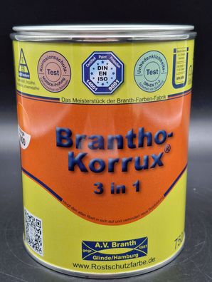 750ml Brantho Korrux 3in1 Orange RAL 2000 Rostschutz & Metallschutz Farbe