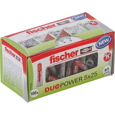Fischer Dübel Duopower 5x25 LD (hellgrau/rot, 100 Stück)