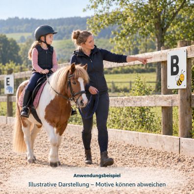 Reitbahntafeln mit Tiermotiven fürs Dressurviereck - Kinderreitschule