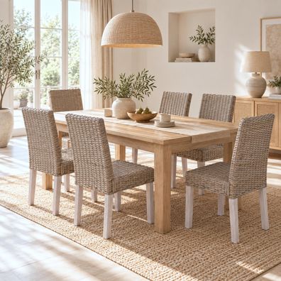6er-Set Esszimmerstuhl Korbstuhl Stuhl Küchenstuhl Littau, Kubu-Rattan