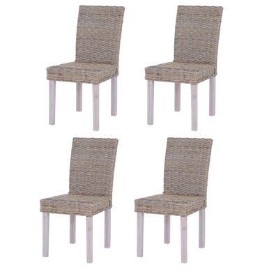 4er-Set Esszimmerstuhl Korbstuhl Stuhl Küchenstuhl Littau, Kubu-Rattan