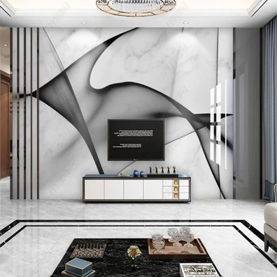 Fototapete 3D Marmor Schwarz Weiß Abstrakt Modern - Luxus Wandbild 10954