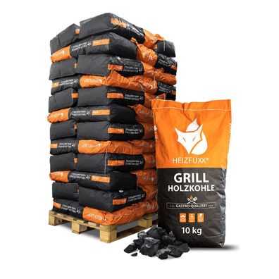 Heizfuxx Grillholzkohle in Gastro-Qualität 10kg x 36 Sack 360kg Palette