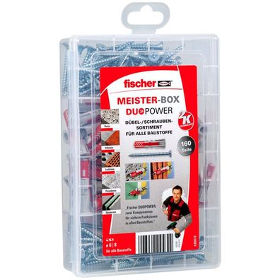 Fischer Meister-Box Duopower + Schraube, Dübel (hellgrau/rot, 160-teilig)