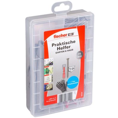 Fischer Praktische Helfer Garten & Haus, Dübel (hellgrau/rot, 71-teilig)